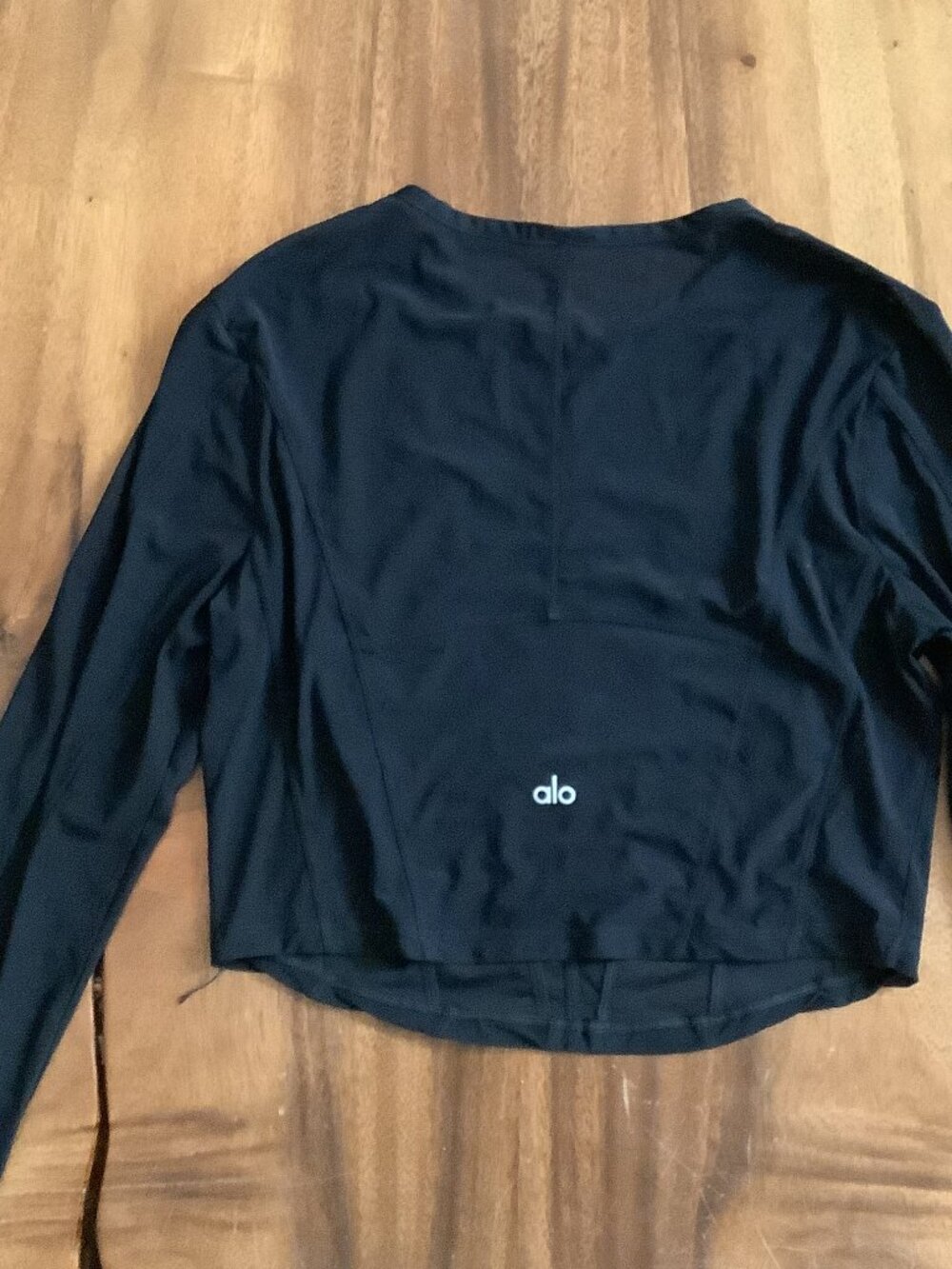 Alo Yoga Mesh Cropped Fine Line Long Sleeve Top Black | Size Large | Sold Out